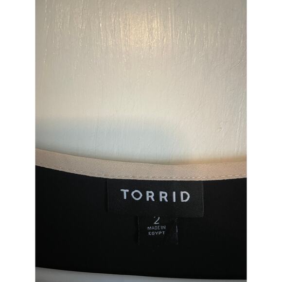 Torrid black tan sheer short tulip sleeve top lightweight blouse solid Size 2X - Picture 7 of 9